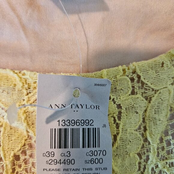 Ann Taylor Tank Top SMALL Lace Sleeveless Lined Shirt Yellow Scoop Neck  NWT - Picture 6 of 8